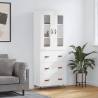 Highboard High Gloss White 69.5x34x180 cm Engineered Wood Colour high gloss white Quantity in Package 1 Model 3 drawers 