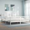 Bed Frame with Headboard White 200x200 cm Solid Wood Colour white Size 200 x 200 cm 