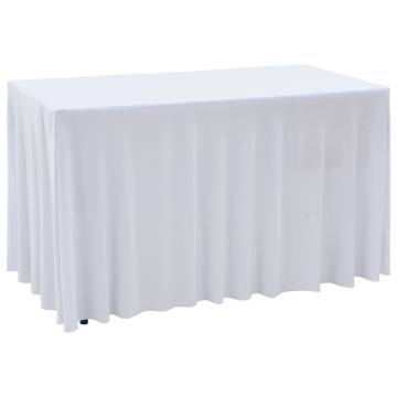 2 pcs Stretch Table Covers with Skirt - White 183x76x74 cm