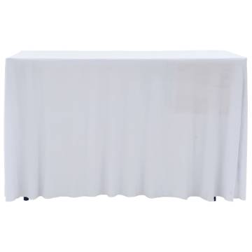 2 pcs Stretch Table Covers with Skirt - White 183x76x74 cm