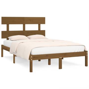 Honey Brown Solid Wood Bed Frame - 120x190 cm Small Double