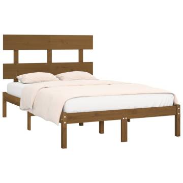 Honey Brown Solid Wood Bed Frame - 120x190 cm Small Double