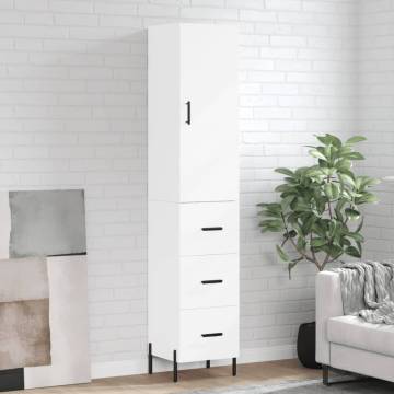 Elegant Highboard in White - 34.5x34x180 cm Engineered Wood