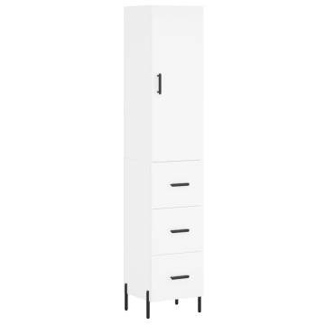 Elegant Highboard in White - 34.5x34x180 cm Engineered Wood