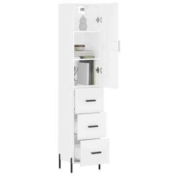 Elegant Highboard in White - 34.5x34x180 cm Engineered Wood