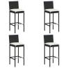 Garden Bar Stools with Cushions 4 pcs Black Poly Rattan Colour black Quantity in Package 4 