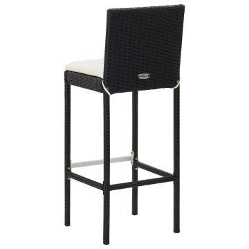 Stylish Garden Bar Stools with Cushions - 4 pcs Black Rattan