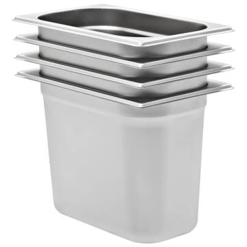 Gastronorm Containers 4 pcs GN 1/4 Stainless Steel - Durable & Versati