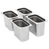 Gastronorm Containers 4 pcs GN 1/4 Stainless Steel - Durable & Versati