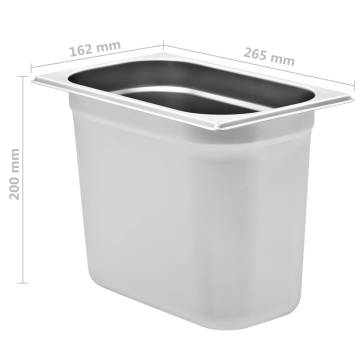 Gastronorm Containers 4 pcs GN 1/4 Stainless Steel - Durable & Versati