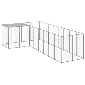 Dog Kennel Silver 6.05 m² Steel - Durable & Spacious