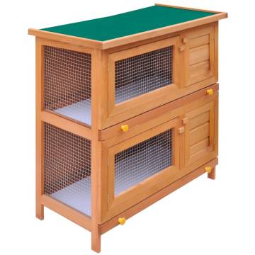 Outdoor Rabbit Hutch - Small Animal House with 4 Doors