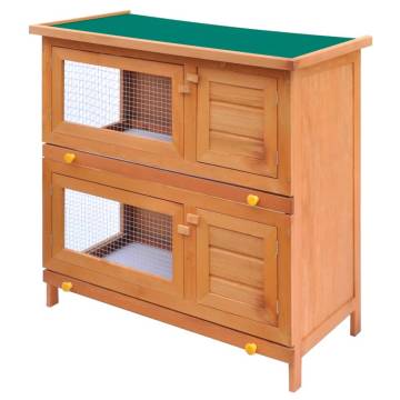 Outdoor Rabbit Hutch - Small Animal House with 4 Doors