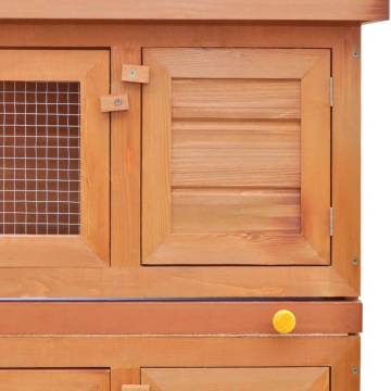 Outdoor Rabbit Hutch - Small Animal House with 4 Doors