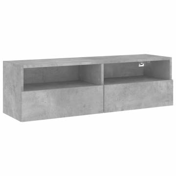 Concrete Grey TV Wall Cabinet - 100x30x30 cm | Hipomarket