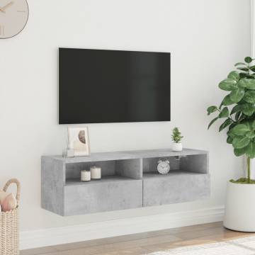 Concrete Grey TV Wall Cabinet - 100x30x30 cm | Hipomarket