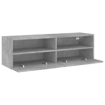 Concrete Grey TV Wall Cabinet - 100x30x30 cm | Hipomarket