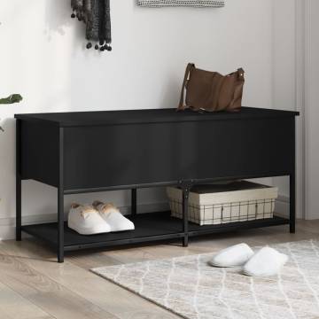 Black Storage Bench - 100x42.5cm Engineered Wood | HipoMarket