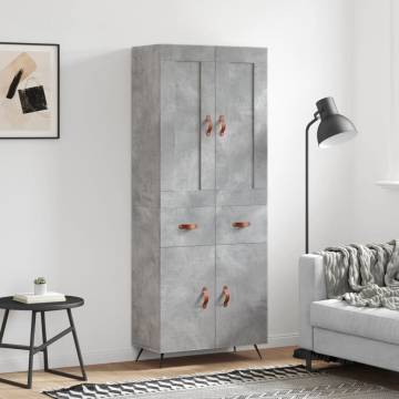 Stylish Highboard Concrete Grey - 69.5x34x180 cm | HipoMarket