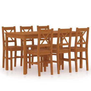 7 Piece Dining Set - Honey Brown Pinewood Elegance