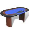 10-Player Poker Table with Dealer Area & Chip Tray - Blue