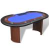 10-Player Poker Table with Dealer Area & Chip Tray - Blue