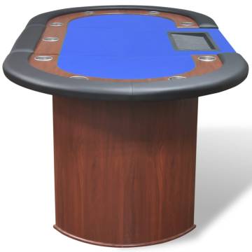 10-Player Poker Table with Dealer Area & Chip Tray - Blue