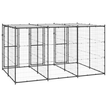 Outdoor Dog Kennel Steel with Roof | 7.26 m² Paradise for Pets