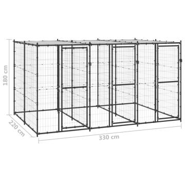 Outdoor Dog Kennel Steel with Roof | 7.26 m² Paradise for Pets