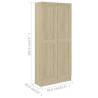 Stylish Book Cabinet in Sonoma Oak - 82.5x30.5x185.5 cm