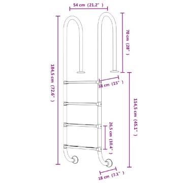 Pool Ladder 54x38x184.5 cm - Durable Stainless Steel Design