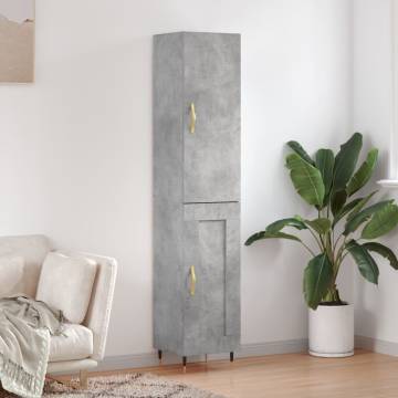 Stylish Highboard Concrete Grey - 34.5x34x180 cm