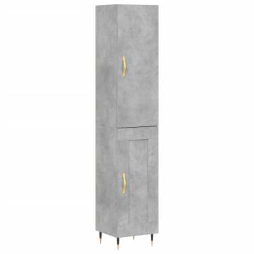 Stylish Highboard Concrete Grey - 34.5x34x180 cm