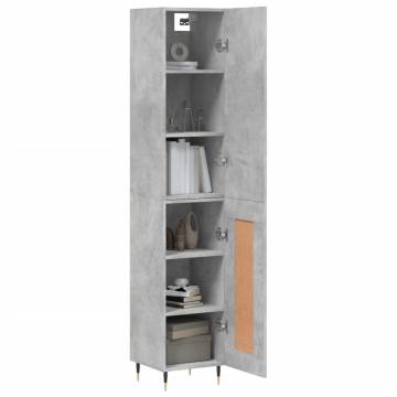 Stylish Highboard Concrete Grey - 34.5x34x180 cm