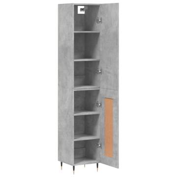 Stylish Highboard Concrete Grey - 34.5x34x180 cm