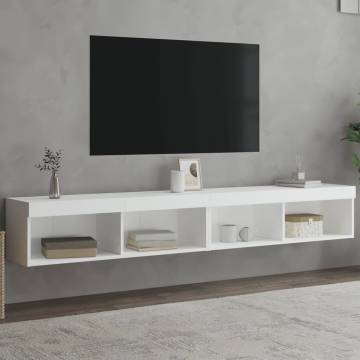 Stylish White TV Cabinets with LED Lights | 2 pcs - 100x30 cm