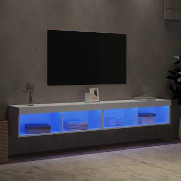 Stylish White TV Cabinets with LED Lights | 2 pcs - 100x30 cm