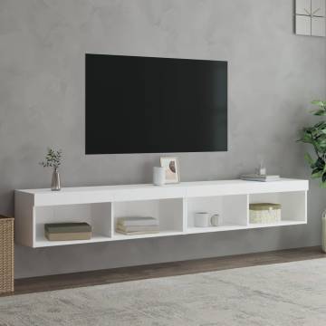 Stylish White TV Cabinets with LED Lights | 2 pcs - 100x30 cm