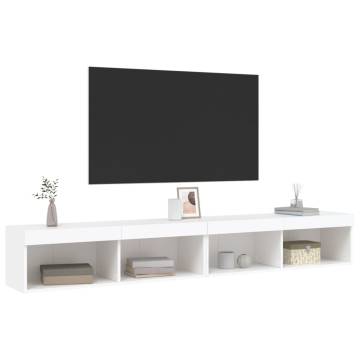 Stylish White TV Cabinets with LED Lights | 2 pcs - 100x30 cm