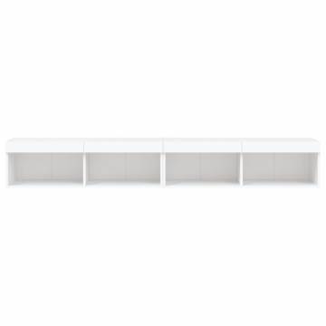 Stylish White TV Cabinets with LED Lights | 2 pcs - 100x30 cm