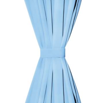 Turquoise Micro-Satin Curtains 140x175 cm - 2 pcs with Loops