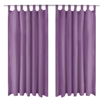 Micro-Satin Curtains 140x175 cm Lilac - 2 Pcs with Loops