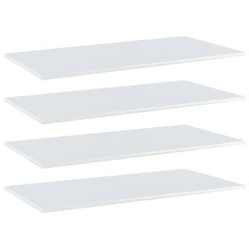 High Gloss White Bookshelf Boards - 4 pcs | 100x50 cm