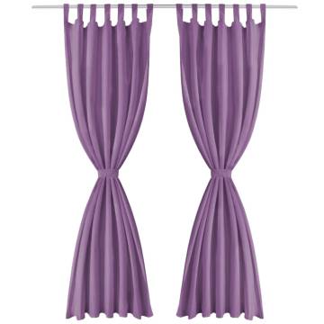 Micro-Satin Curtains 140x175 cm Lilac - 2 Pcs with Loops