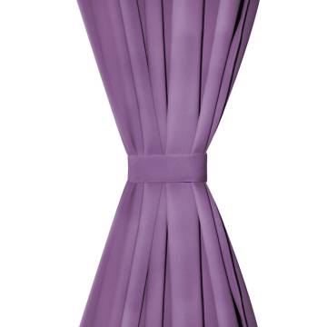 Micro-Satin Curtains 140x175 cm Lilac - 2 Pcs with Loops