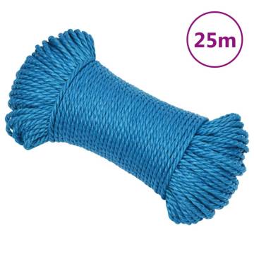 Blue 3mm Polypropylene Work Rope - 25m Durable & Waterproof