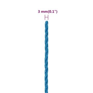 Blue 3mm Polypropylene Work Rope - 25m Durable & Waterproof