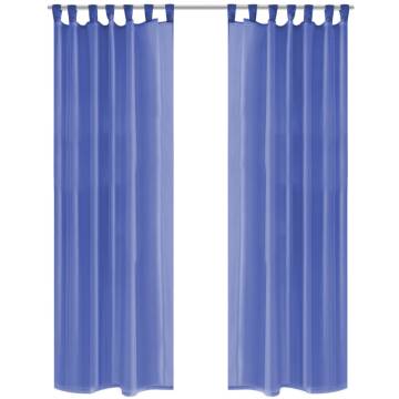 Royal Blue Voile Curtains - 2 pcs 140x225 cm | HipoMarket