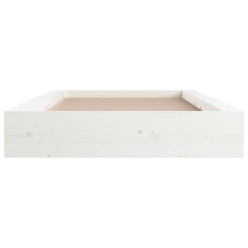 Small Double White Bed Frame 120x190 cm - Solid Wood