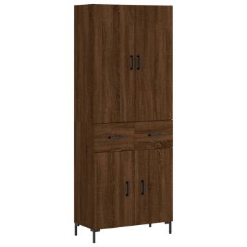 Elegant Highboard Brown Oak - 69.5x34x180 cm Engineered Wood